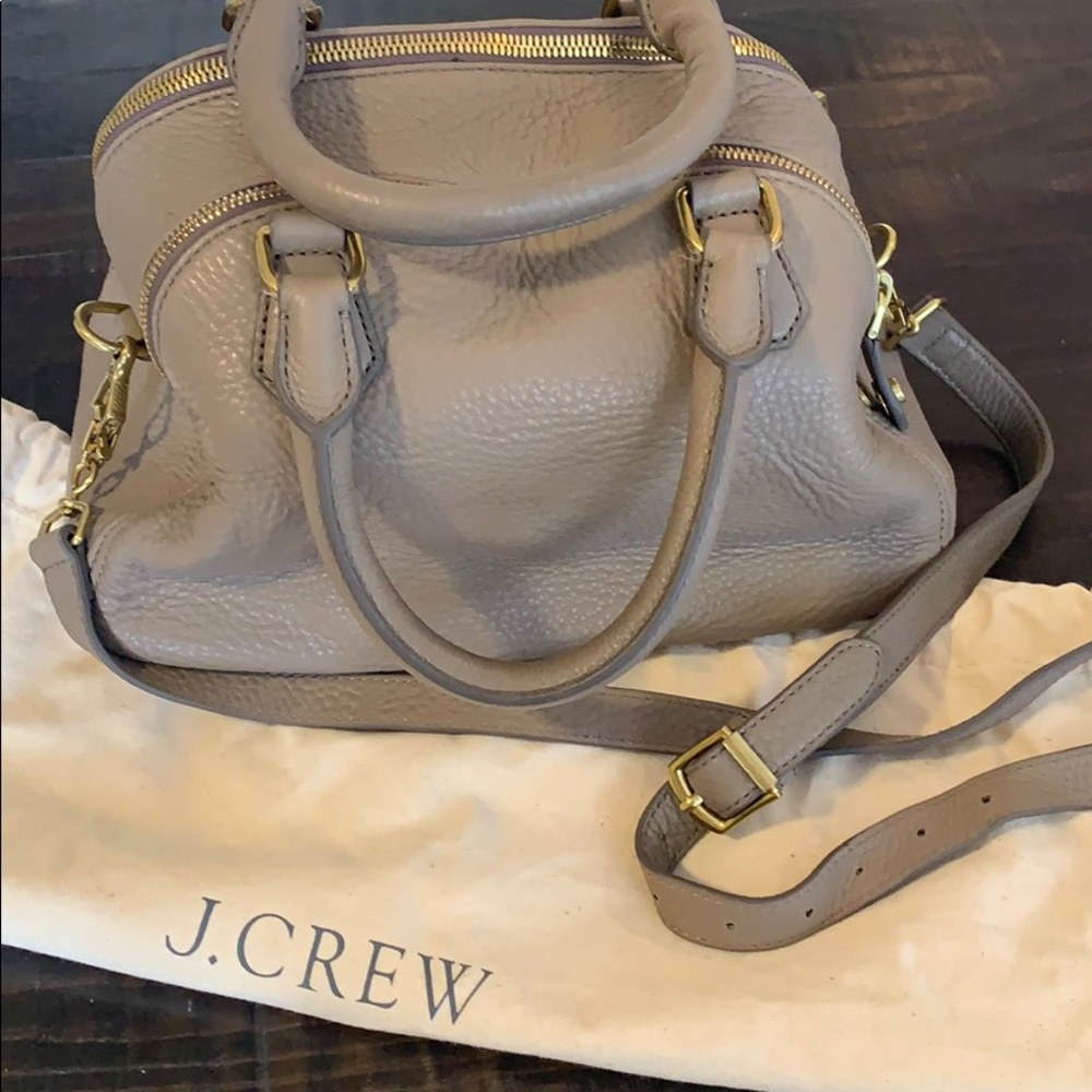 J. Crew leather taupe bowling ball bag